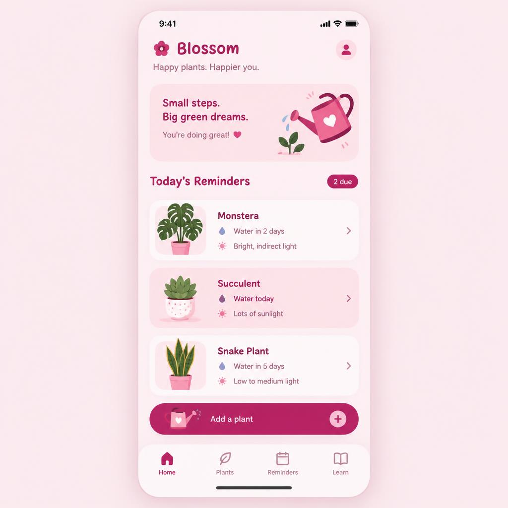 Blossom app screen